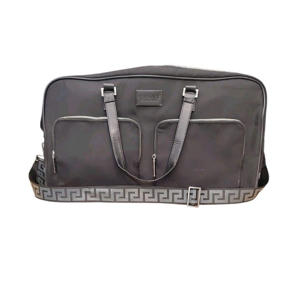 Versace Perfume Black Overnight Carry All Tote Bag Nylon